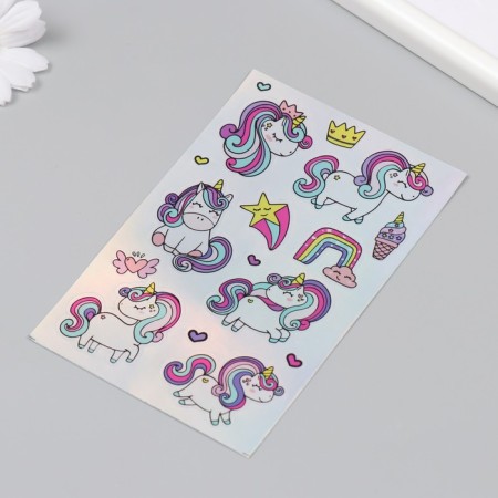Holographic stickers (stickers) "Unicorns" 10x15 cm, 5-211-2