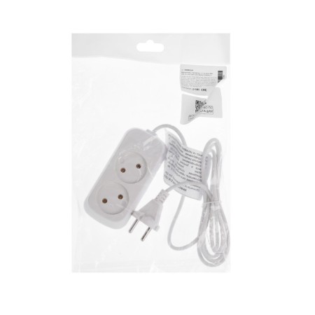 Extension cord 2 sockets, 1.7 m, 6 A, PVS 2x0.75 mm2, without salary, white-2