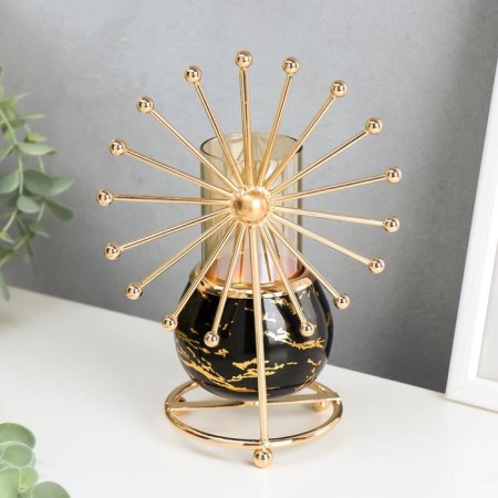 Summary metal per 1 candle "Ferris wheel" gold in black marble 20x14x9 cm-2