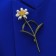 Brooch "Flower" dandelion, white-yellow flower, green bud