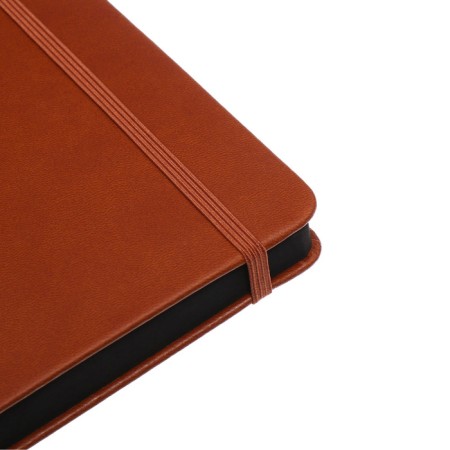 Leduced Diary A5, 140l, Cage, leatherette, elastic band, black cut, brown-5