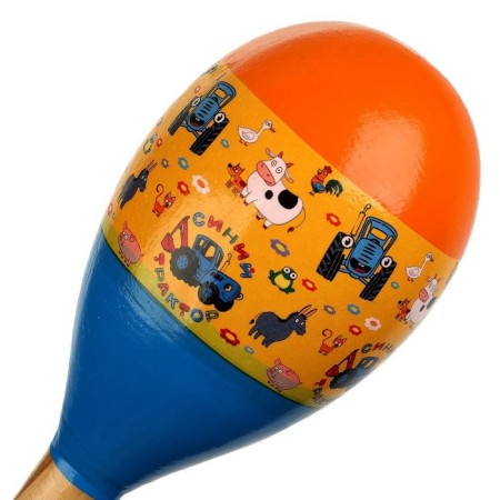 Wooden Marakas toy "Blue Tractor"-2