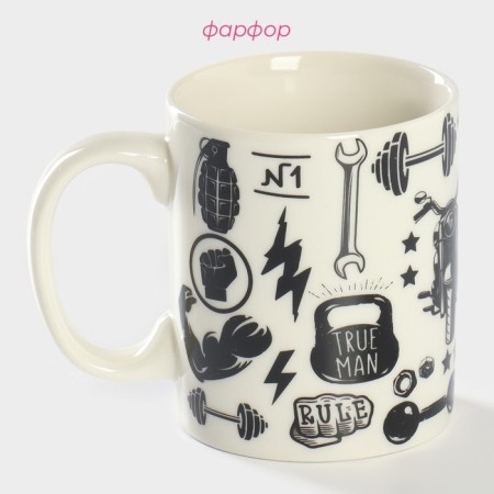 Porcelain share mug "Steel bench press", 320 ml-1