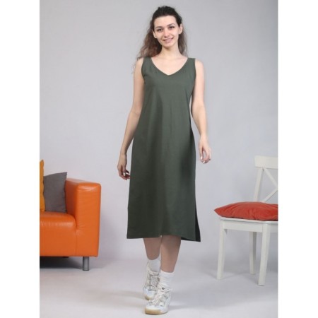 Women's dress, size 48, khaki color-1