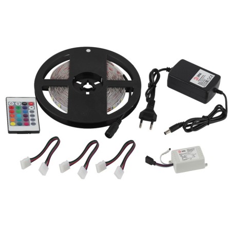 A set of LED era tape, 12V, SMD5050, 5 m, IP20, with accessories, remote control, 60 LED/m, RGB-1