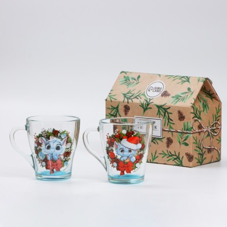 Set of glass mugs "Dragons", 2 pcs