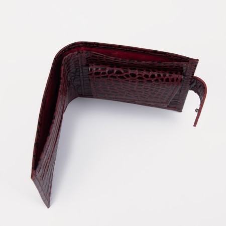 Women's wallet on the button, burgundy color-3