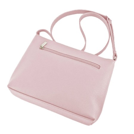 Bag women, genuine leather, pink 24x6x19 cm-2