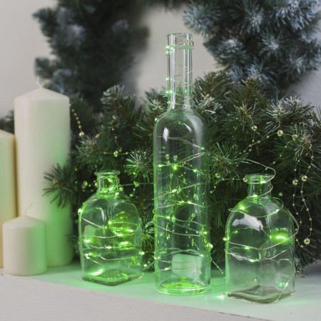 Garland "thread" 5 m Rosa, IP20, silver thread, 50 LED, green glow, CR2032x2-2