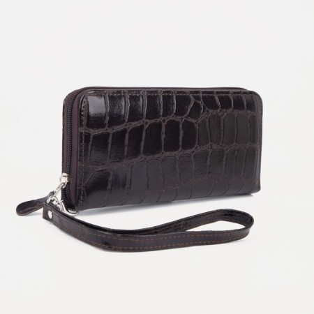 Women's wallet with lightning, with a pen, brown color