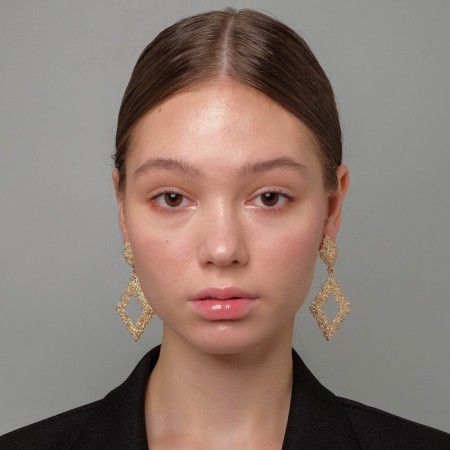 Earrings Metal "Caribbean" Rombs, Color Gold-2