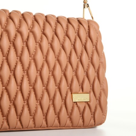 Bag Women's Messenger with a zipper, beige color-3