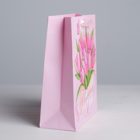 Package Gift Laminated Vertical, packaging, “Tulips March 8”, MS 18 x 23 x 10 cm-3