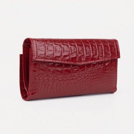 Women's wallet on the button, red color-1