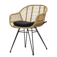 Vetle Bent chair, 560 × 570 × 810 mm, artificial rattan, beige color / black