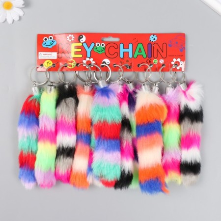 Fluffy on the ring "Tail multi -colored strips" mix h = 15 cm-3