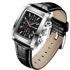 Men's wrist watches, D-4 cm, calendar, waterproof, luminous, leather strap, Cher