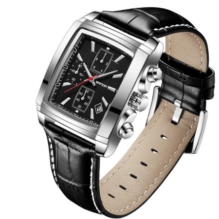 Men's wrist watches, D-4 cm, calendar, waterproof, luminous, leather strap, Cher