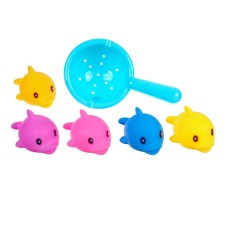 A set of rubber toys for the bathtub “Catch a dolphin”, 8 cm, with a squeak, 6 pcs, a net, crumb me