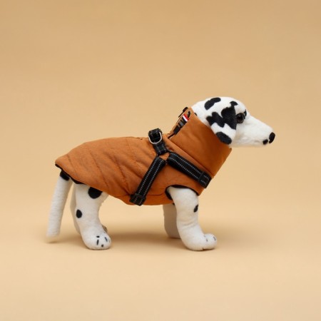 Jacket for dogs with a harness, size p 2xl (ds 45 cm, osh 40 cm, og 58 cm), mustard-1