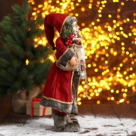 Santa Claus "in a red fur coat with a flashlight" 45 cm-3
