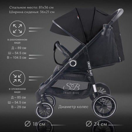 Walking stroller Sweet Baby Imperio, Black Neo color-2