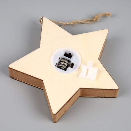 Christmas tree toy "Star with a snowman", from batteries, glow warm white-3