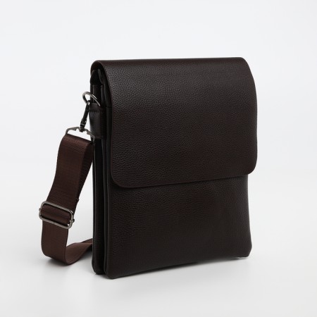 Male bag on the Textura valve, outer pocket, brown color