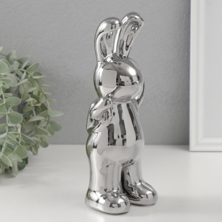 Souvenir Ceramics "Fashionable Bunny" silver 7x9.5x22 cm-1