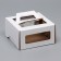 Box for cake 2 windows, with handles, white, 21 x 21 x 11 cm