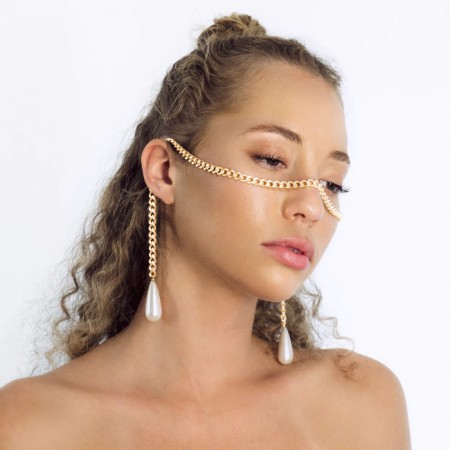 Tika's face accessory with bead, white color in gold