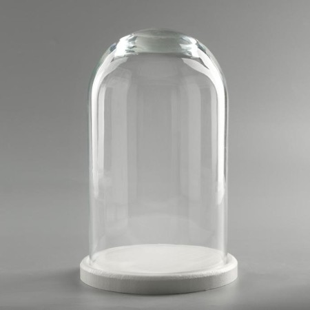 Glass dome -slosh on a wooden stand "Vincent - 1", 25x15 cm, white