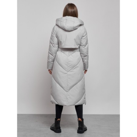 Coat insulated winter female, size 44, color light gray-3
