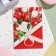 Gatter Postcard "March 8" glitter, red background, 6x8.5 cm