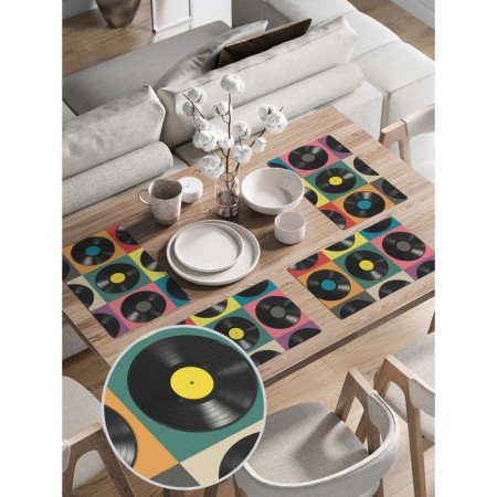 A set of napkins for setting the table "Vinyl plates", rectangular, rounded edges, size 30x46 cm, 4 pcs-1