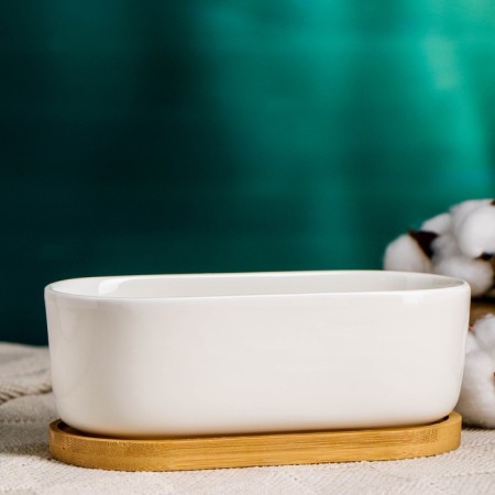 Pot "Eco Bonsai" oval, 17x9x6cm, white