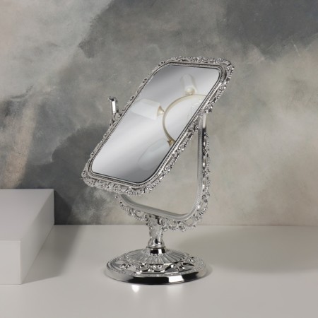 The mirror is desktop, bilateral, with an increase, mirror surface 9.5 × 12.5 cm, silver color-3
