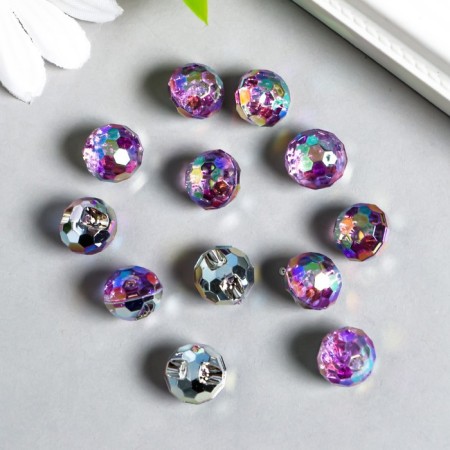 Buttons Plastic for creativity 1 Process "Ball Golography. Lilac" set 12 pcs d = 1.2 cm-2