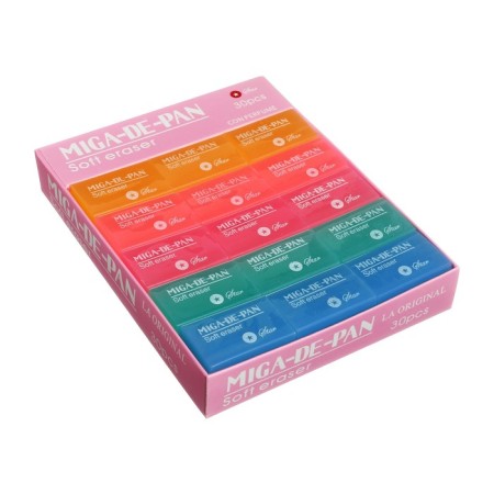 Rectangular "Neon" eraser in a paper holder, mix-10