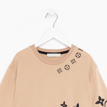 Kit for children (sweatshirt, trousers), beige/black mix, height 152 cm-5