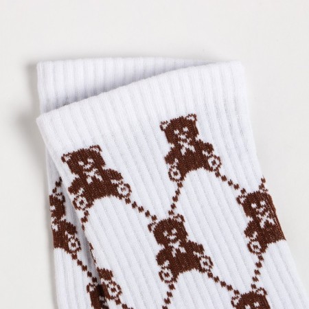 Women's socks, white color/bears, size 23-25 ​​(37-40)-2