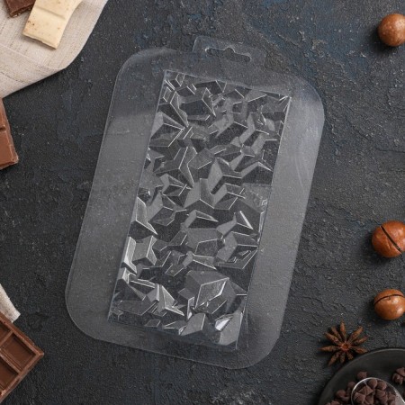 Form for chocolate and sweets Plastic "Tiles broken crystal", the color is transparent-3