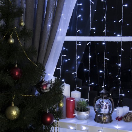 Garland "Curtain" 2 x 3 m, IP20, transparent thread, 720 LED, white glow, 8 modes, 220 V-1