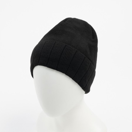 Men's hat with fleece lining, color black mix, size 56-58