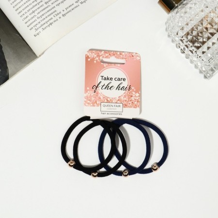 Hair gum "Weaving" (set 4 pcs) black blue