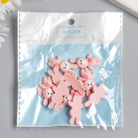 Decor for creativity Plastic "Pink Bunny with a Heart" 3x1 cm-2