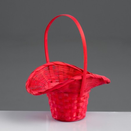Wicker basket, bamboo, red, (hat)