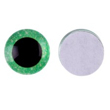 Elose -based eyes, set of 10 pcs., Size 1 pc. - 14 mm, green color with sparkles