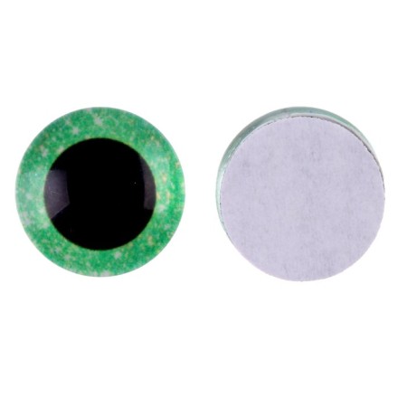 Elose -based eyes, set of 10 pcs., Size 1 pc. - 14 mm, green color with sparkles