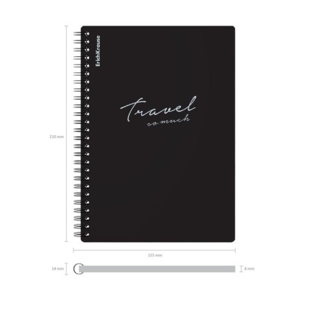 Notebook A5, 80 sheets, a cage on a spiral, Erichkrause, Classic Words, black, plastic cover-6